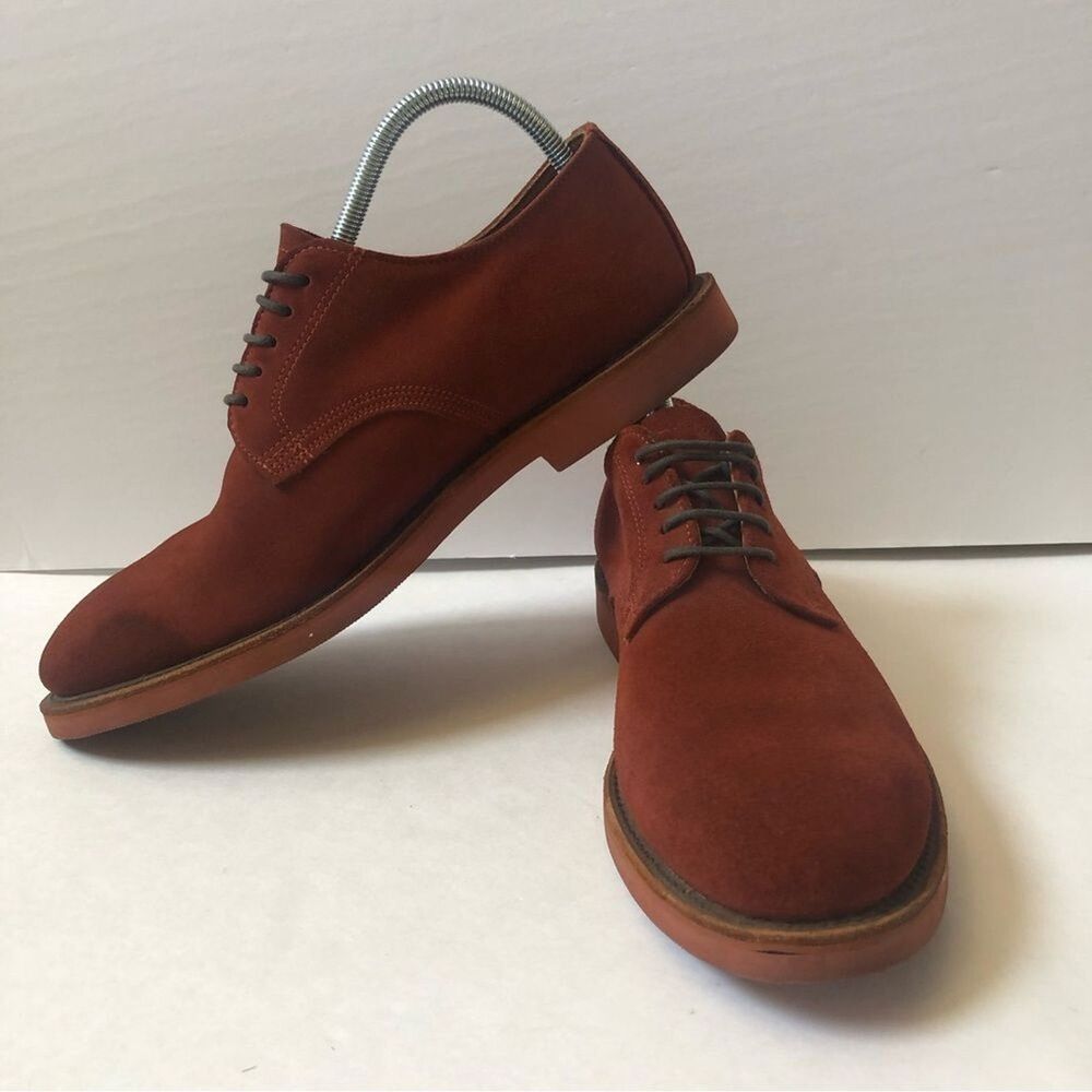 VTG WALK-OVER Men 10 Lace Up Red Suede Oxford Retro Derby Shoes USA Academia 50s - Picture 11 of 16